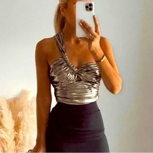 ZARA Bloggers Favorite, The Becca Top in Gold